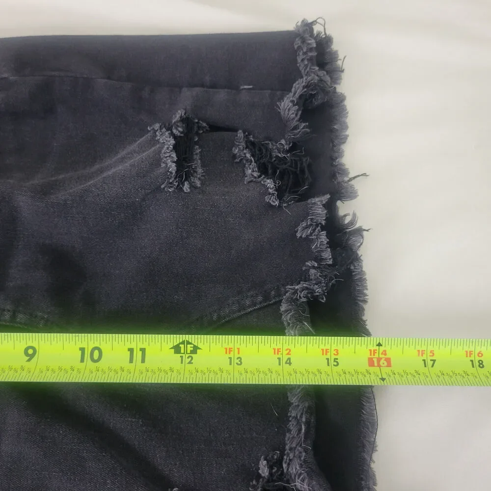 American Eagle Denim Mini Skirt Womens 00 Charcoal Destroyed‎ Raw Hem Distressed
